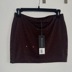 WHITE FOX Pop prism embellished mini skirt in Chocolate